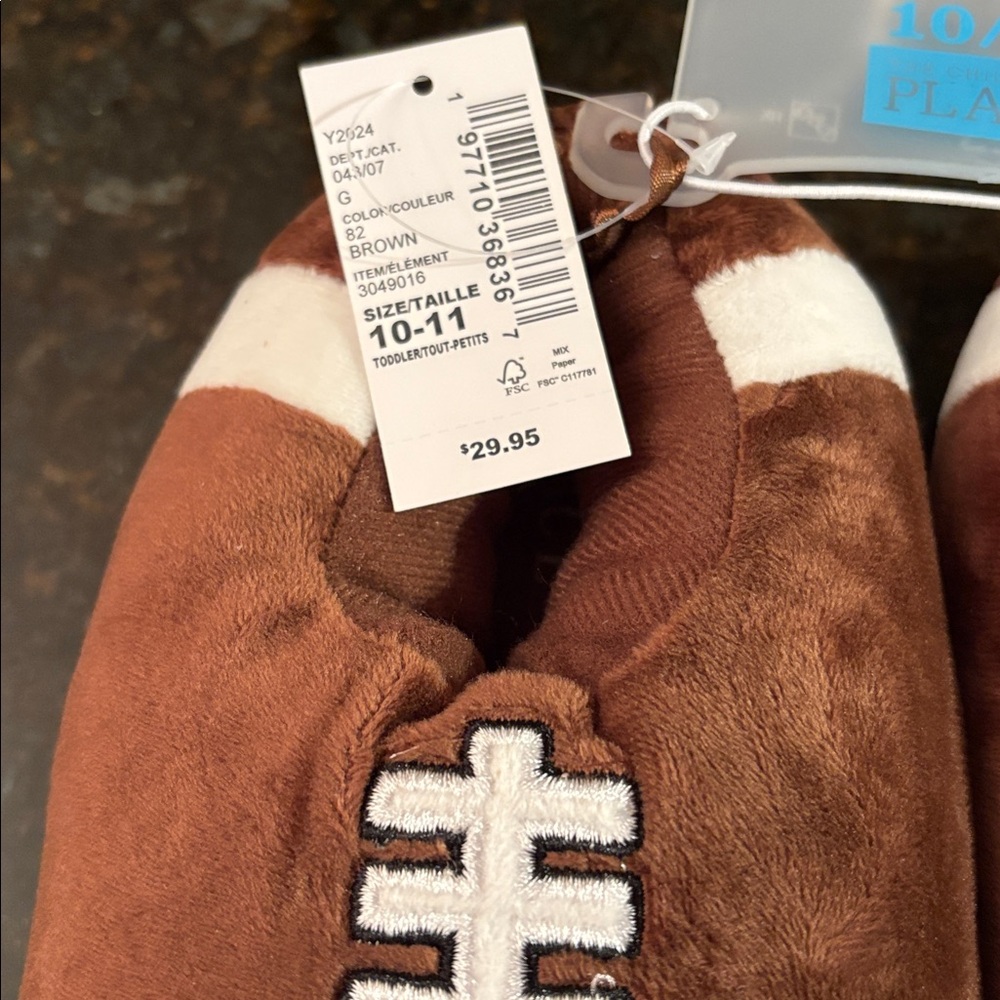 Children’s Brown Football Slippers - Picture 3 of 5